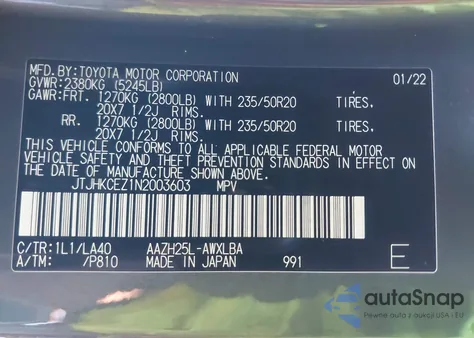 2022 Lexus Nx 350H Luxury z USA, uszkodzony, nr VIN JTJHKCEZ1N2003603